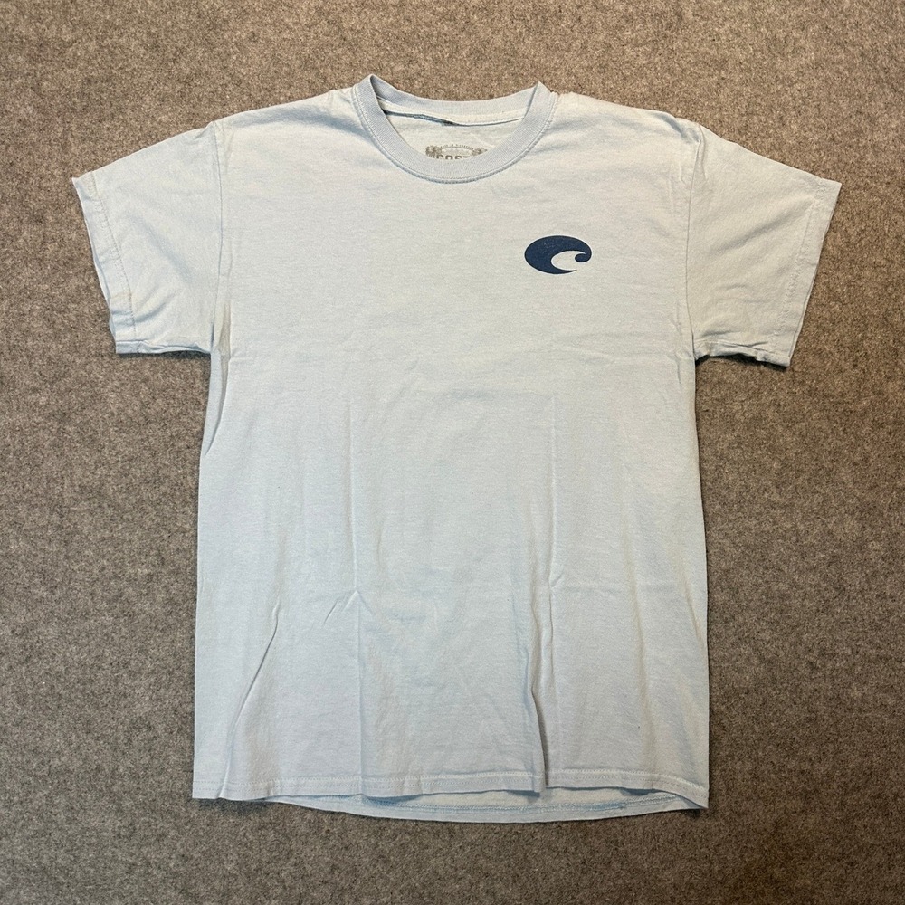 Costa‎ Graphic Wave T-Shirt Medium Blue Cotton Short Sleeve Tee